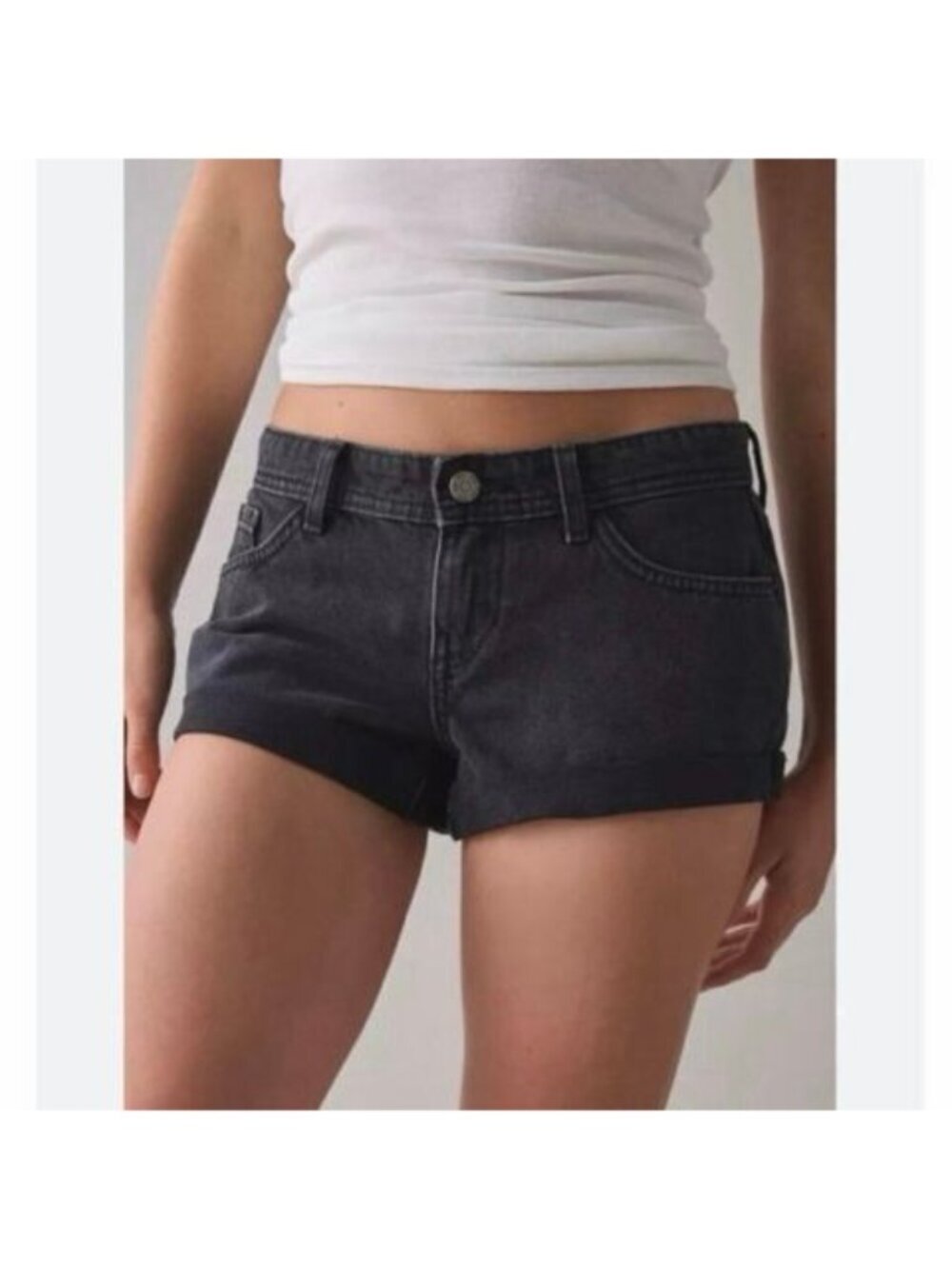 Urban Outfitters BDG Shortie Cuffed Black Denim Shorts Women’s Size 31 Stretch